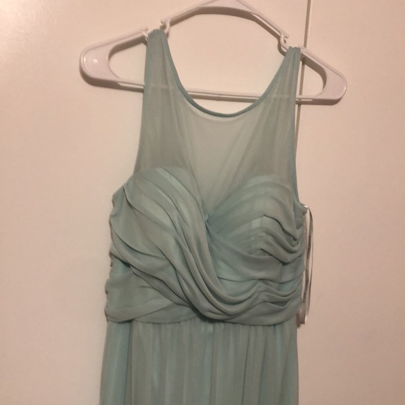 David’s Bridal Long Mint Mesh Bridesmaid Dress Size 12 - Picture 3 of 7